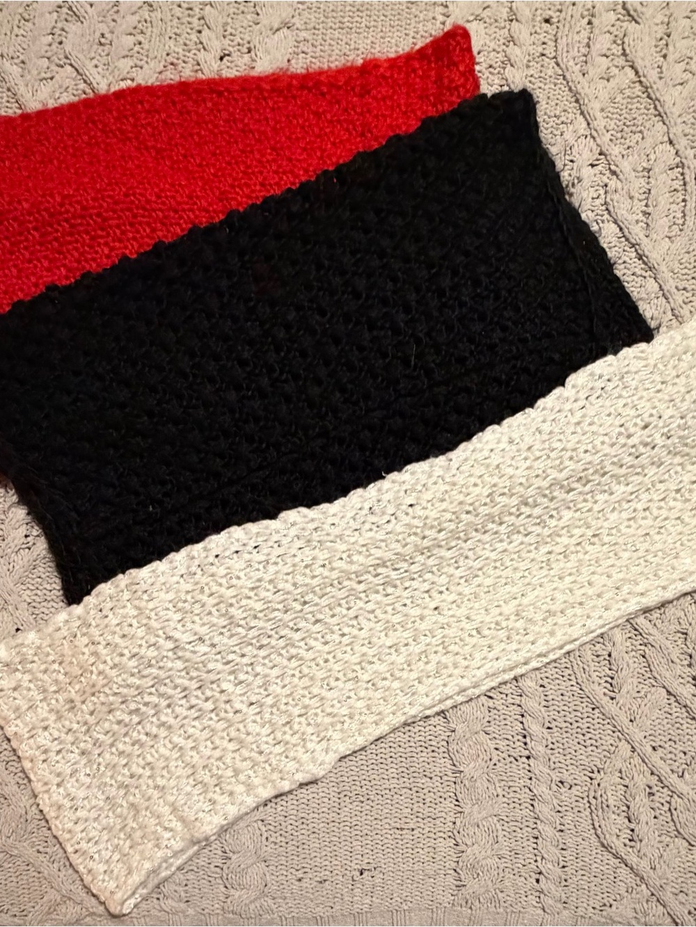 American Eagle Outfitters Red, Black & Cream Off-Shoulder Knit Tops